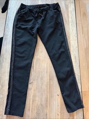 Women's Black Jeggings with Side Trim and Drawstring Waist, stretch ,Italian 🇮🇹